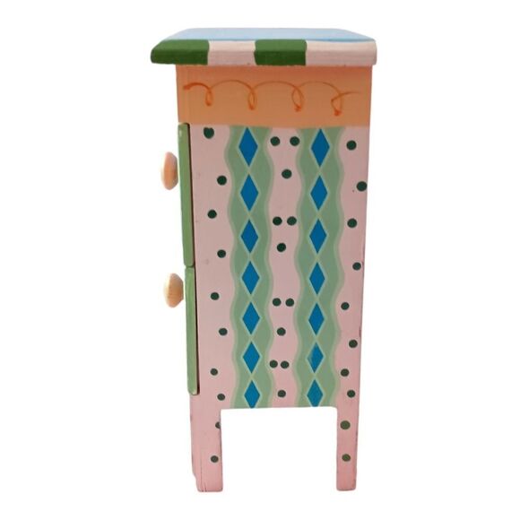 Milson & Louis Hand Painted Jewelry Box Chest Of Drawers Colorful Shabby READ - Picture 8 of 16